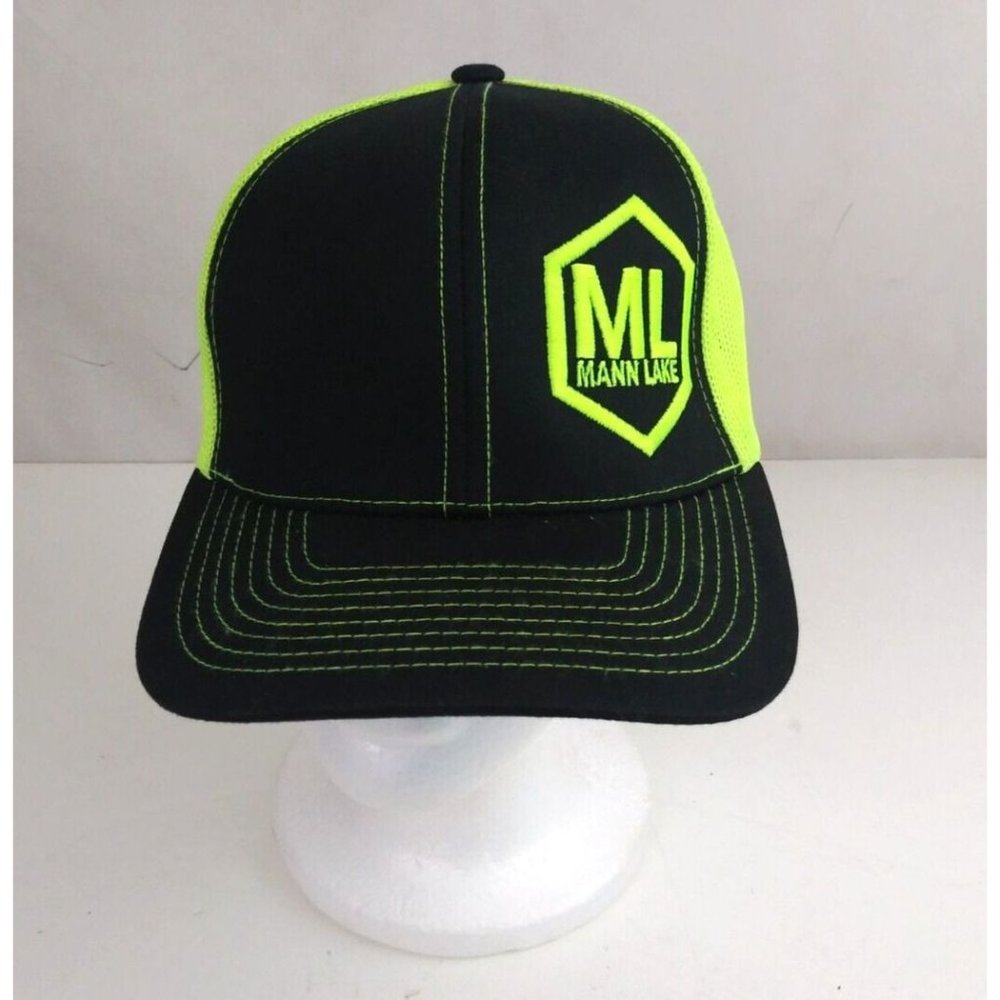 Mann Lake Mesh Back Embroidered Gray & Neon Yellow Snapback Baseball Cap